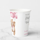 We Can Bearly Wait Girl Teddy Bear Baby Shower Papieren Bekers (Rechts)