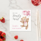We Can Bearly Wait Girl Teddy Bear Baby Shower Servet (Insitu)