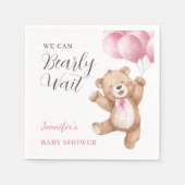 We Can Bearly Wait Girl Teddy Bear Baby Shower Servet (Voorkant)