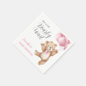We Can Bearly Wait Girl Teddy Bear Baby Shower Servet (Hoek)