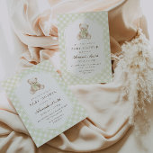 We Can Bearly Wait Groene Gingham Teddybeer Baby Kaart