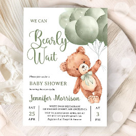We Can Bearly Wait Groene Teddyshirt Baby Shower Kaart