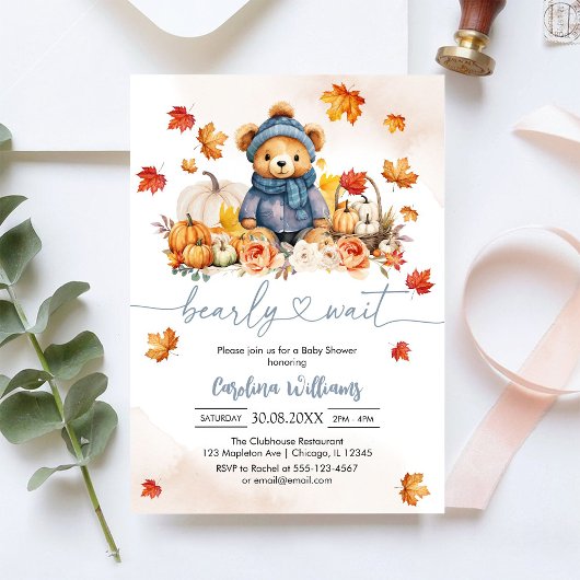 We Can Bearly Wait Herfst Baby Shower Uitnodiging