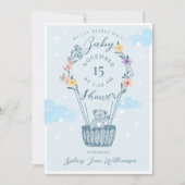 We Can Bearly Wait Heteluchtballon Teddybeer Blauw Kaart (Voorkant)