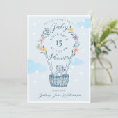 We Can Bearly Wait Heteluchtballon Teddybeer Blauw Kaart (Staand voorkant)