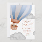 we can bearly wait Jongen baby shower Uitnodiging (Achterkant)