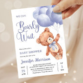 We Can Bearly Wait Jongen Blauwe Teddyshower Kaart