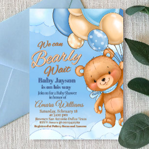 We Can Bearly Wait - Jongens Baby Shower Kaart