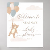 We Can Bearly Wait Jongens Baby Shower Ontvangstbo Poster (Voorkant)