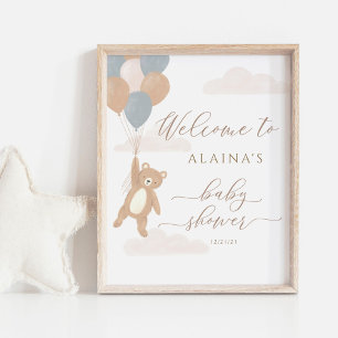 We Can Bearly Wait Jongens Baby Shower Ontvangstbo Poster