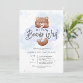 We Can Bearly Wait Jongens Baby Shower Uitnodiging (Staand voorkant)