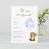 We Can Bearly Wait Klassieke Script Baby Shower Kaart (Staand voorkant)