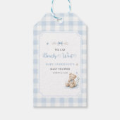 We Can Bearly Wait Klassieke Teddy Beer Blauwe Maa Cadeaulabel (Voorkant)