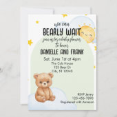We Can Bearly Wait, knuffel beer babyshower Kaart (Voorkant)