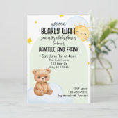 We Can Bearly Wait, knuffel beer babyshower Kaart (Staand voorkant)