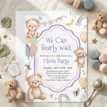 We Can Bearly Wait knuffel teddybeer babyshower 
