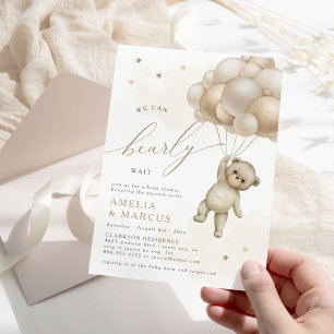 We Can Bearly Wait Knuffelbeer Neutrale Baby Showe Kaart