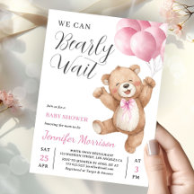 We Can Bearly Wait Meisje Teddybeer Babyshower