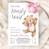We Can Bearly Wait Meisje Teddybeer Babyshower Kaart