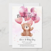 We Can Bearly Wait Meisje Teddybeer Babyshower Kaart (Voorkant)