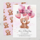 We Can Bearly Wait Meisje Teddybeer Babyshower Kaart (Voorkant / Achterkant)