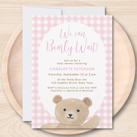 We Can Bearly Wait Meisjes Baby Shower Kaart