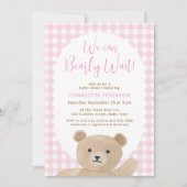 We Can Bearly Wait Meisjes Baby Shower Kaart (Voorkant)