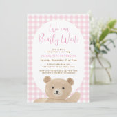 We Can Bearly Wait Meisjes Baby Shower Kaart (Staand voorkant)
