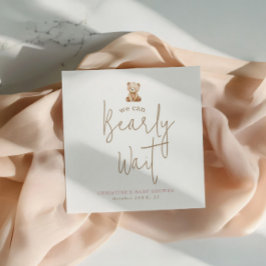  We Can Bearly Wait Minimalist Baby Shower Napkins Servet