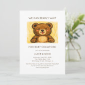 We Can Bearly Wait! Modern Hand Drawn Baby Shower Kaart (Staand voorkant)