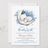 We Can Bearly Wait Moon Teddy Bear Baby Shower Kaart (Voorkant)