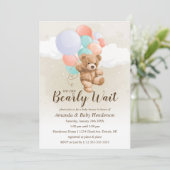We can Bearly Wait Multi Kleur Baby Borrel Kaart (Staand voorkant)