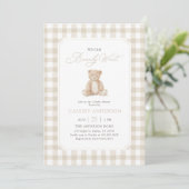 We Can Bearly Wait Neutral Teddy Bear Baby Shower Kaart (Staand voorkant)