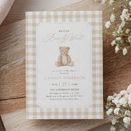 We Can Bearly Wait Neutral Teddy Bear Baby Shower Kaart