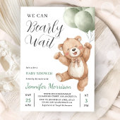 We Can Bearly Wait Neutral Teddy Bear Baby Shower Kaart
