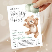 We Can Bearly Wait Neutral Teddy Bear Baby Shower Kaart
