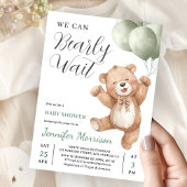 We Can Bearly Wait Neutral Teddy Bear Baby Shower Kaart