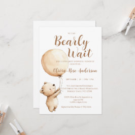 We Can Bearly Wait Neutrale Baby Borrel Uitnodigin Kaart