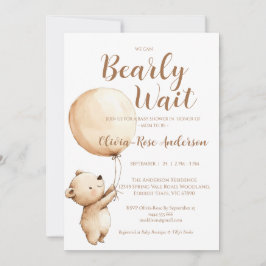 We Can Bearly Wait Neutrale Baby Borrel Uitnodigin Kaart