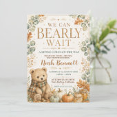 We Can Bearly Wait Neutrale Baby Shower Kaart (Staand voorkant)