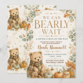 We Can Bearly Wait Neutrale Baby Shower Kaart (Voorkant / Achterkant)