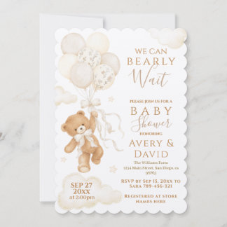 We Can Bearly Wait Neutrale Baby Shower Kaart
