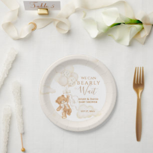 We Can Bearly Wait Neutrale Baby Shower Papieren Bordje