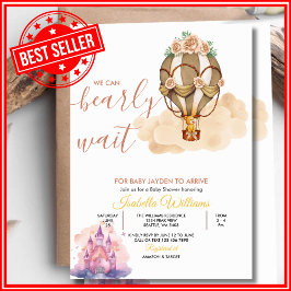We Can Bearly Wait Neutrale Teddybeer Baby Shower Kaart