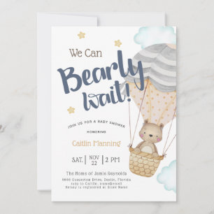 We Can Bearly Wait Neutrale Teddybeer Babyshower Kaart