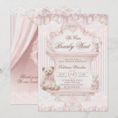 We Can Bearly Wait Nursery Girl Baby Shower Kaart (Voorkant / Achterkant)