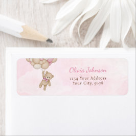 We Can Bearly Wait Pink Baby Shower Address Etiket