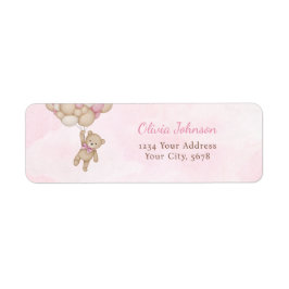 We Can Bearly Wait Pink Baby Shower Address Etiket