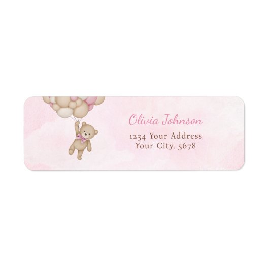 We Can Bearly Wait Pink Baby Shower Address Etiket (Voorkant)