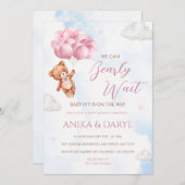 We Can Bearly Wait Pink Baby Shower Invitation Kaart (Voorkant / Achterkant)